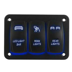 3位船形摇臂开关面板组合5P双蓝灯RV房车改装开关面板ON-OFF功能