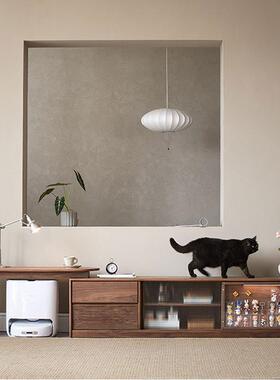 北美黑胡桃木全实木电视柜组合可伸缩落地樱桃木原木小户型视听柜