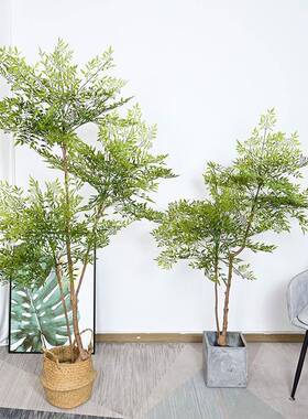 仿真绿植绿色南天竹假树盆栽植物大型落地装饰网红造景真