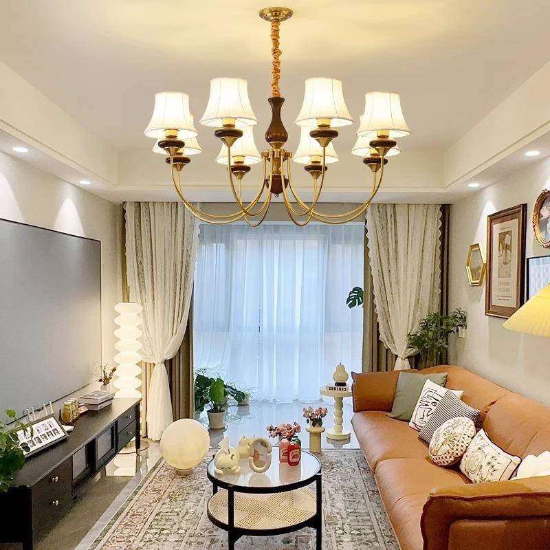全光谱美式复古客厅吊灯法式中古风主灯书房高档南洋风卧室餐厅灯