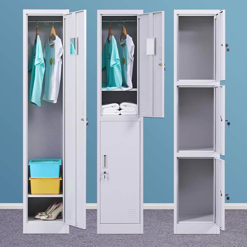 单门更衣柜铁皮柜单人员工储物柜小办公衣柜家用阳台夹缝窄柜带锁