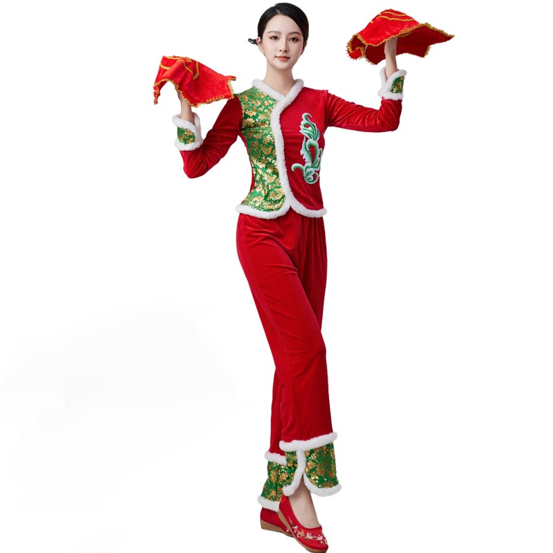 秋冬新款加厚秧歌服民族风舞蹈演出服女广场舞服装套装古典跳舞衣