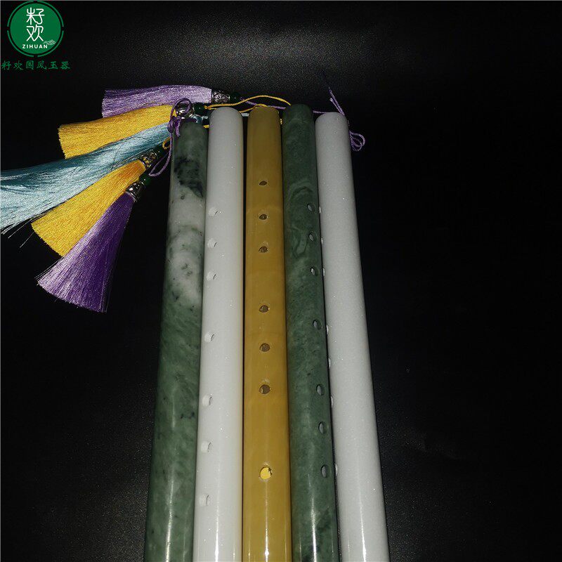 白色玉石笛子女古风箫短笛古装汉服舞蹈笛子道具乐器收藏摆件桌面