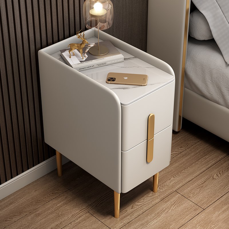 全实木智能床头柜简约灯一体岩板无线充电小型超窄床边柜