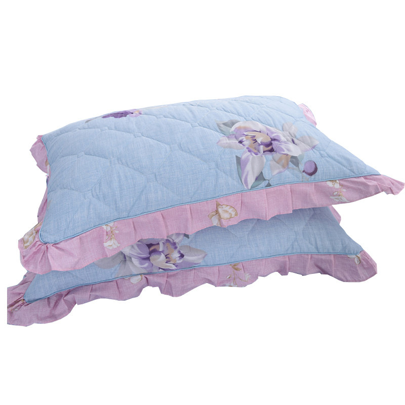 韩版荷叶花边全棉枕套罩一对装夹棉枕芯套单人成人枕头皮纯棉一对