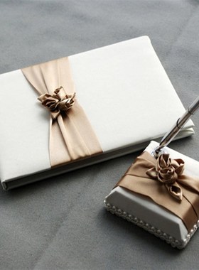 RedBox婚庆用品 香槟金婚礼签名本 签到册 签到笔 结婚用品