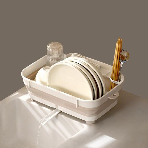 可折叠晾碗架碗碟篮架带排水板厨房餐具放碗筷沥水架洗菜篮收纳架