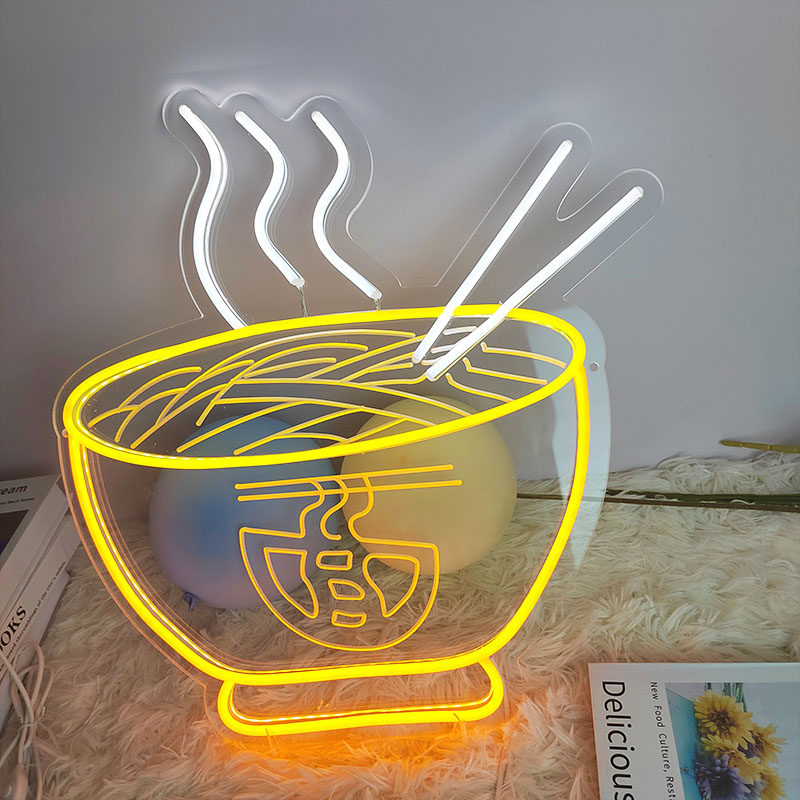 面条造型灯网红餐饮面馆夜市装饰氛围灯发光广告灯led霓虹灯充电