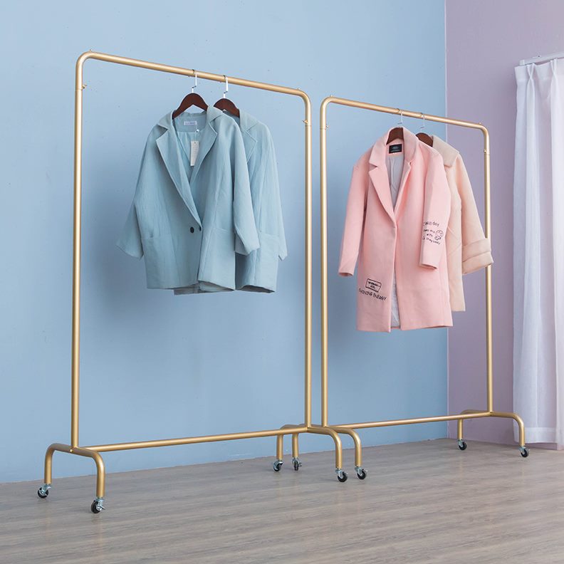 服装店展示架移动滑轮童装货架晾衣架带货架子甩水管轮挂衣架特价