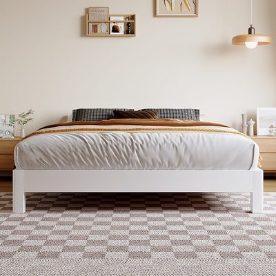 .小户型床头无定制1米双人床35白色榻榻米床简约1全实木床架橡木