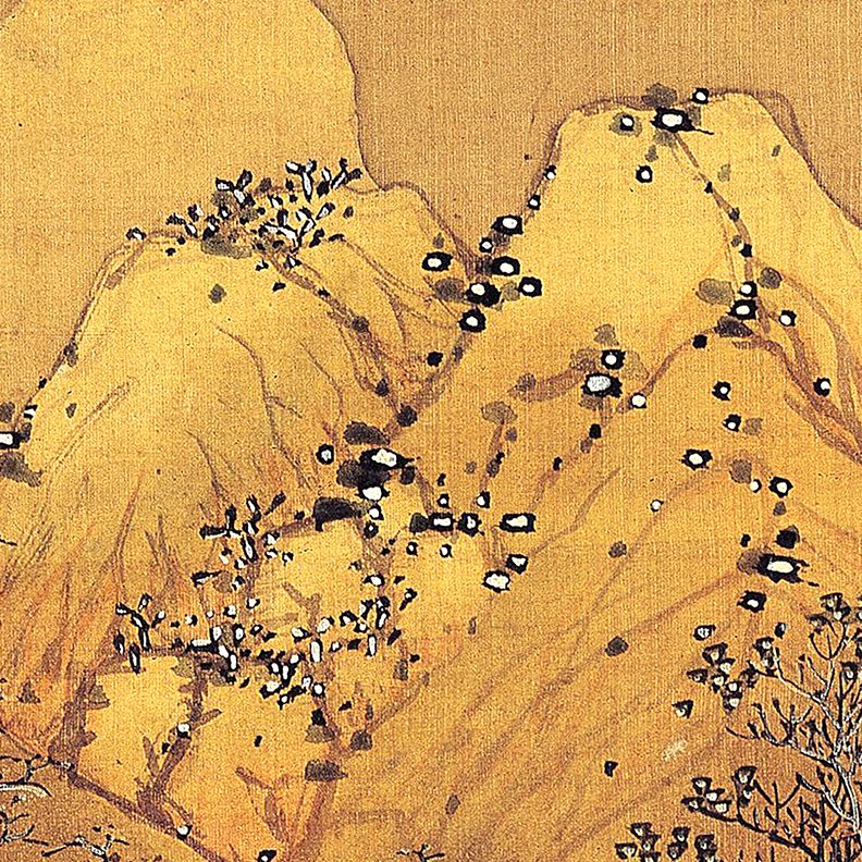 玄关图蓝微喷挂画雪山水稿景临摹客厅画山霁雪风景瑛溪墙面装饰画