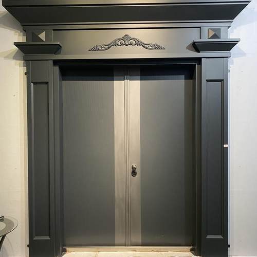 定|制锌合金高端仿铸铝门对开门新中式庭院卡门安全门