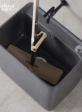 落地式长方形洗拖把池地拖盆灰色拖布池家用阳台卫生间拖帕墩布池