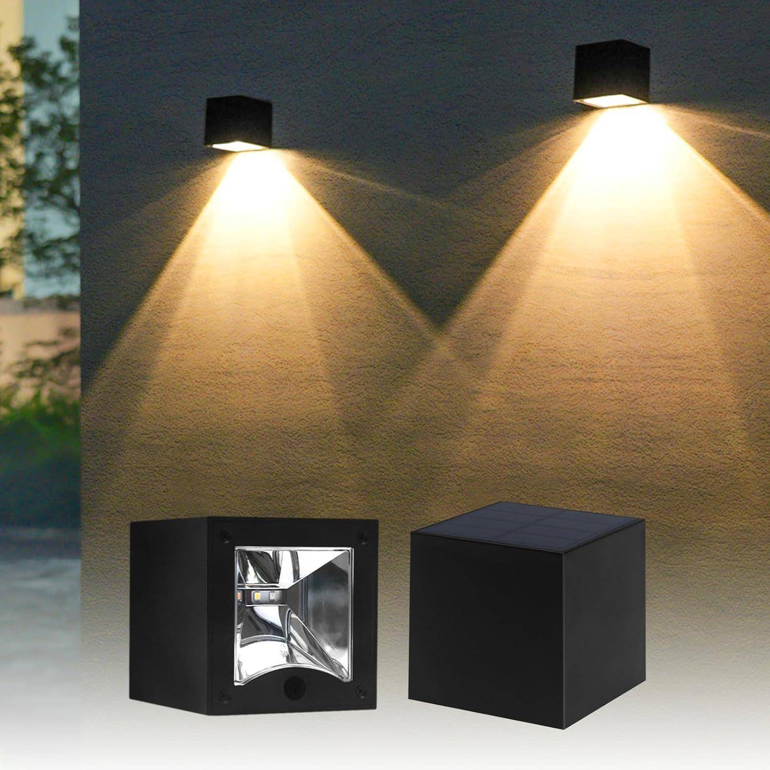 太阳能壁灯2模式RGB变色+暖光庭院装饰氛围灯户外防水外墙壁灯