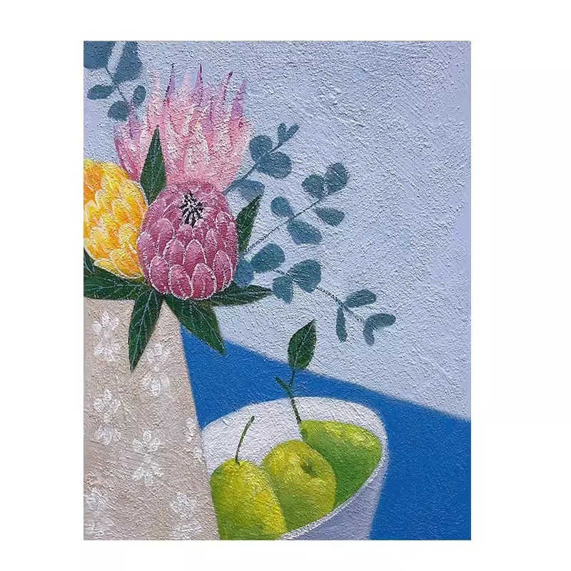 小清新法式植物花卉客厅装饰画抽象餐厅水果摆画大芬村玄关挂壁画图片
