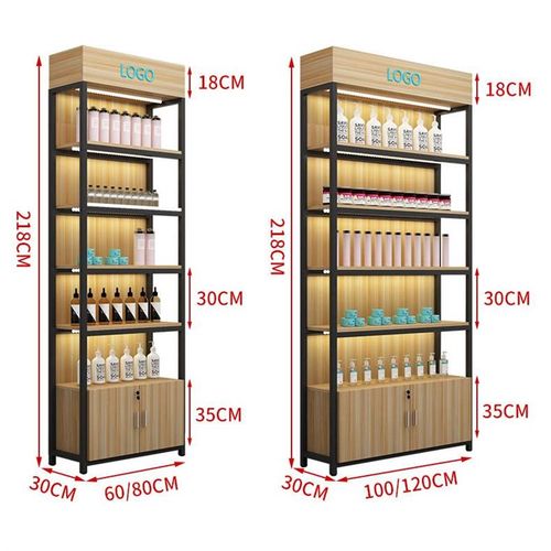 简约化妆品展示柜 产品陈列架带柜 组合置物架落地多层母婴店货柜