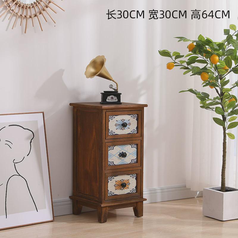 xxp4美式夹缝床头柜30cm便宜实木抽屉式收纳柜子卧室超窄缝隙复古