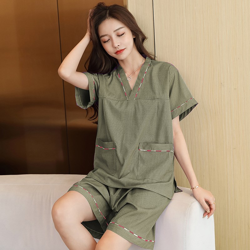棉质汗蒸服女款苎麻情侣浴衣洗浴男款大码按摩足疗服套装家居睡衣