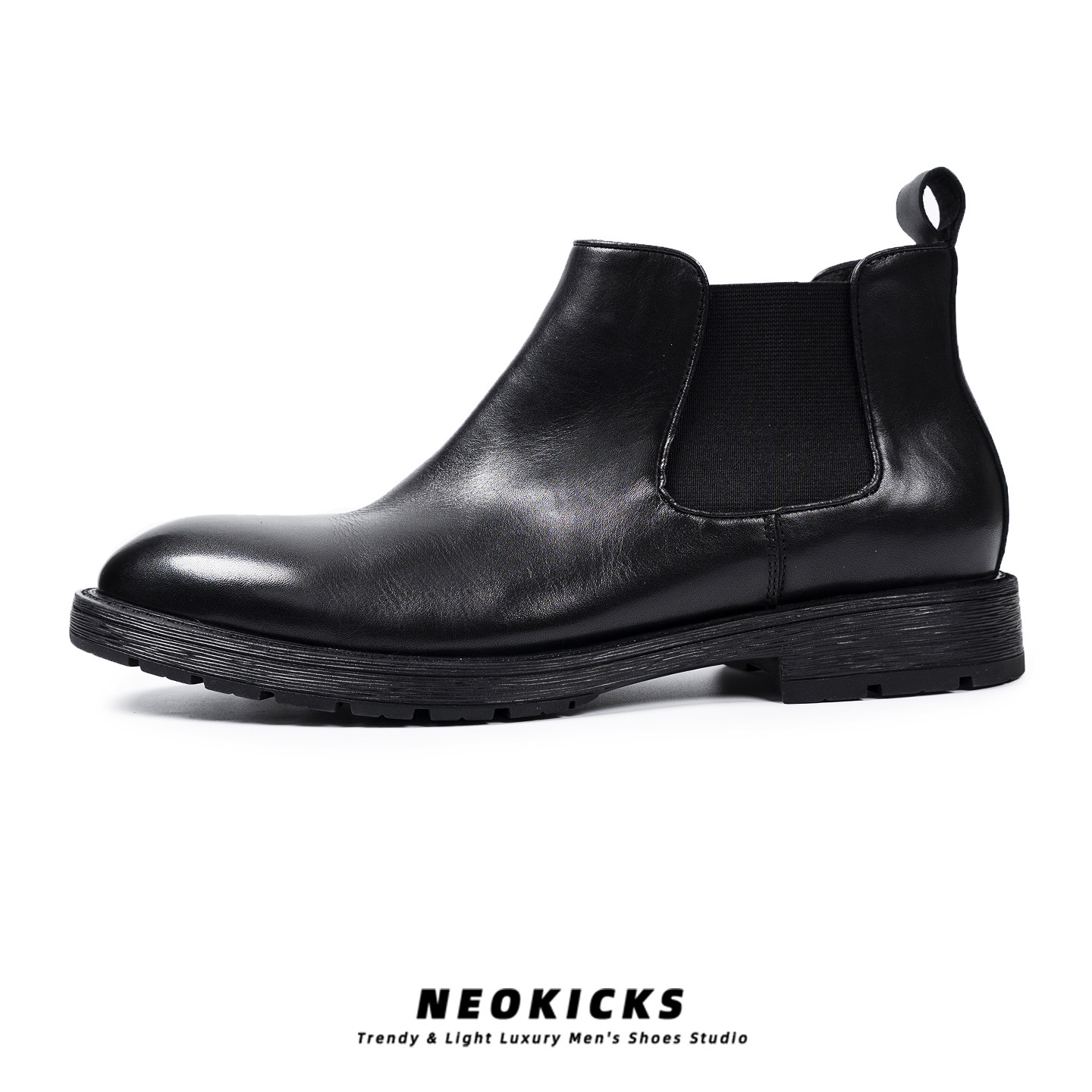 英伦风切尔西靴男冬季新款黑色真皮复古潮流短靴商务通勤套筒男靴