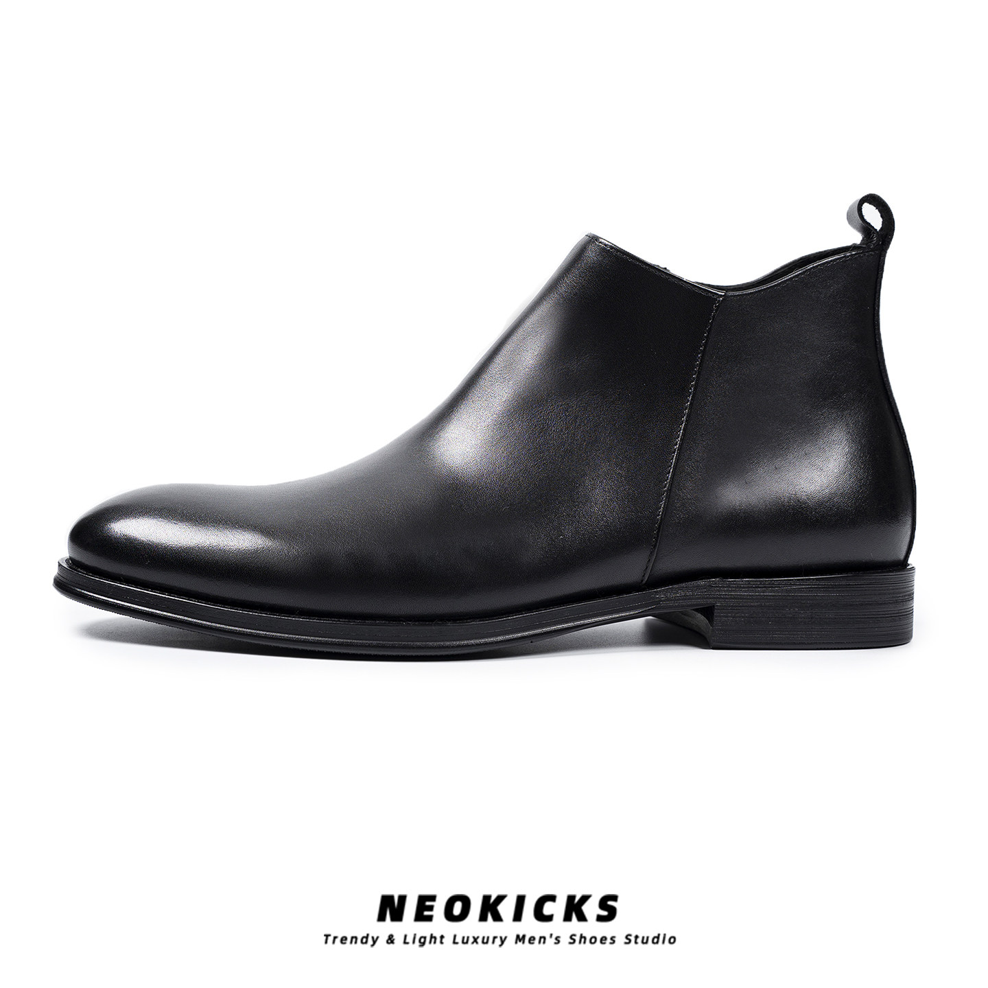 英伦风切尔西靴男冬季新款黑色真皮短靴商务加绒保暖休闲皮靴男靴