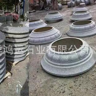 石雕寺庙古建柱墩石圆形青石墩园林庭院木柱墩石空心柱脚石价格
