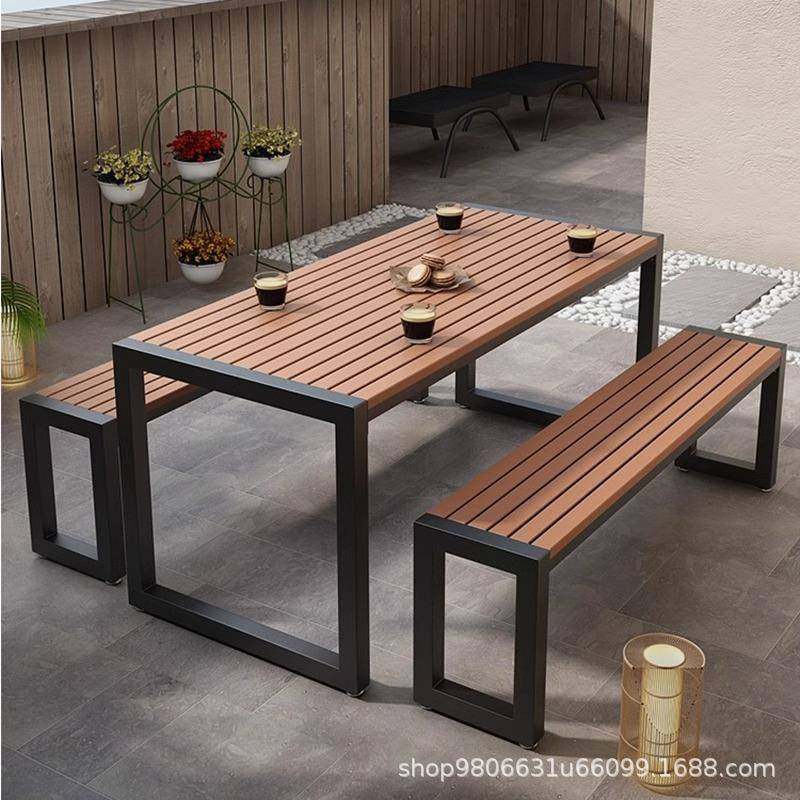 休闲户外桌椅公园露天餐桌椅组合小区室外阳台庭院防水防晒长条桌