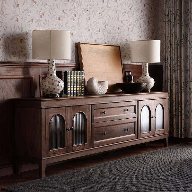 原木收纳储物柜北美黑胡桃木视听柜美式复古全实木电视柜