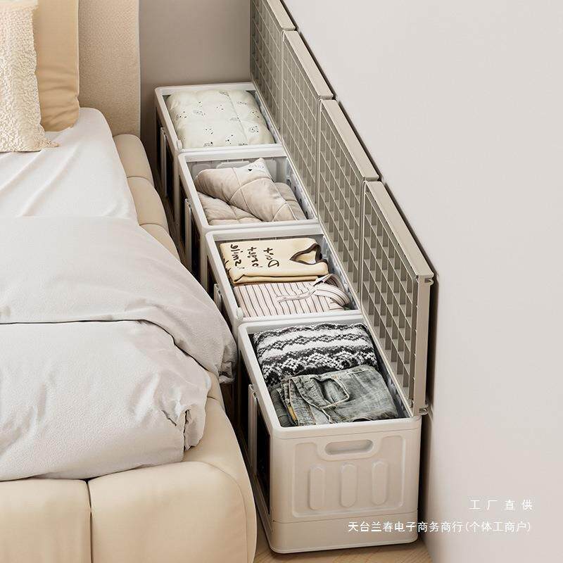 衣服收纳箱大容量家用带盖防尘衣物被子整理箱飘窗床边收纳柜