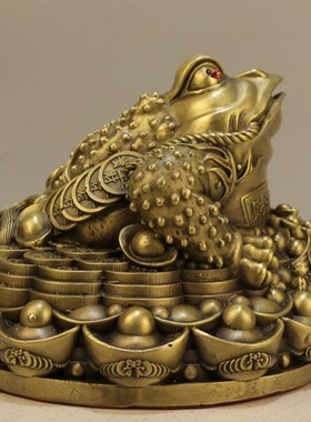 招财金蟾铜聚宝盆蟾蜍摆件店铺开业礼品三足元宝金蟾财源广进门厅
