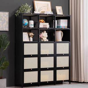 书架书柜置物架带柜门储物柜一体格子柜展示柜落地多层客厅置物柜