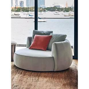 北欧轻奢圆形单人位极简客厅卧室布艺休闲阳台网红直播间懒人沙发