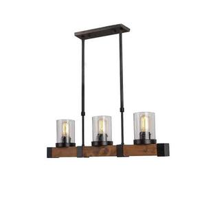 美式 木头吊灯玻璃灯罩复古工业风灯具三头船木loft风吸顶灯