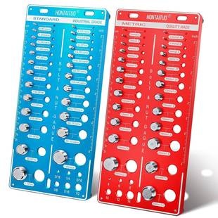 62螺母和螺栓螺纹检测器 带25个标准和25个公制螺栓和12个钻头规