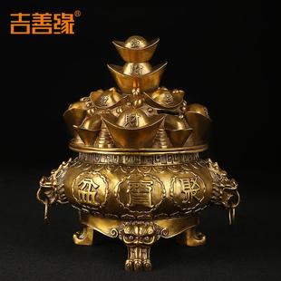 纯铜聚宝盆摆件精工铜元 宝聚宝盆家居工艺品0064