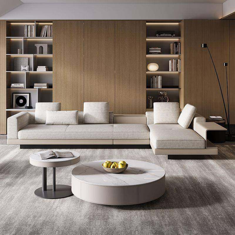 意式极简贵妃康纳利棉麻沙发北欧现代客厅三人直排转角布艺沙发