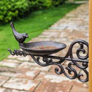 北欧简约铸铁低头鸟食盆壁饰户外阳台庭院悬挂鸟儿用品食槽喂食器