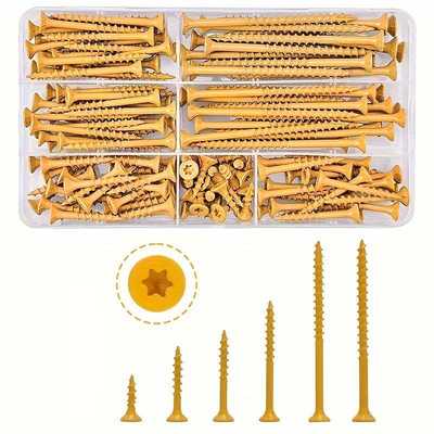 100/120pcs 防锈黄色梅花槽自钻自攻甲板螺丝8#9#10