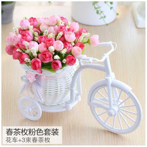供应桌面摆放仿真花大轮车花玫瑰盆景假花摆件婚庆布景装饰花