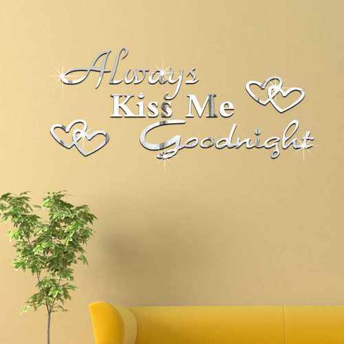 JM159 Kiss me Goodnight 英文字母镜面贴墙贴 材质可移除