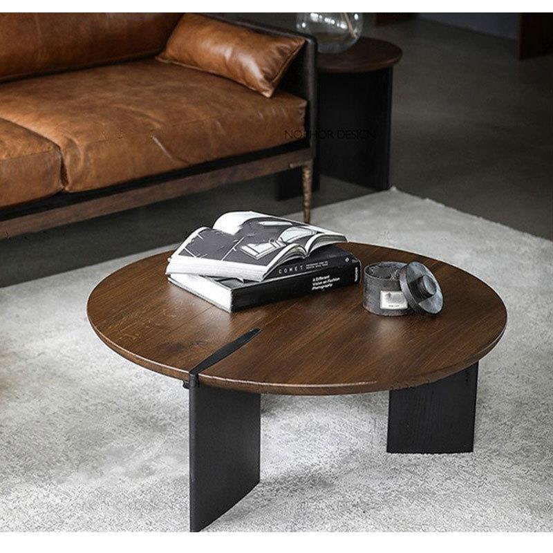 北欧圆形大小茶几组合办公室沙发客厅实木桌阳台小户型民宿边几