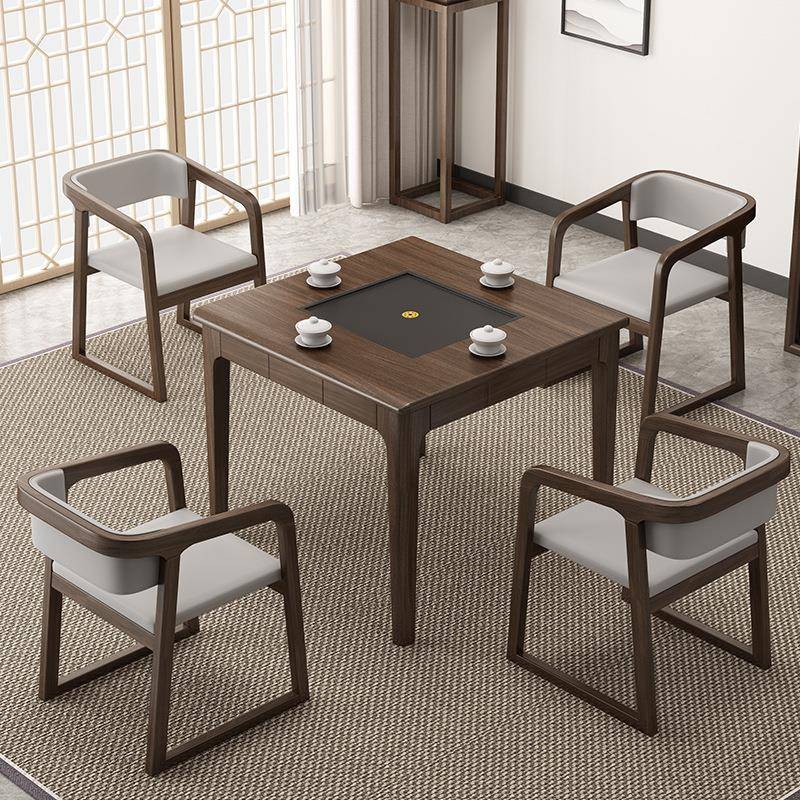 新中式实木四方桌八仙桌打棋牌桌阳台茶桌茶台餐桌椅组合小型茶台