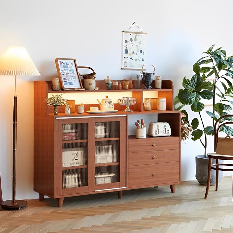 实木餐边柜收纳储物柜靠墙一体客厅多功能茶水柜置物架简易厨房柜