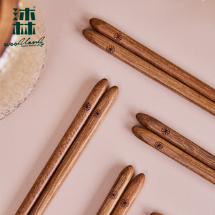 沐林筷子情侣款正宗坤甸铁木筷子创意家用筷便携无漆无蜡不易发霉