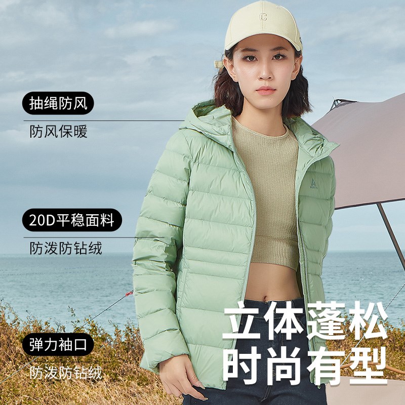 悍途户外女冬季新款连帽防风加绒保暖防泼女士短款棉服