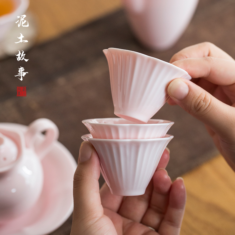 泥土故事粉色手工茶杯主人杯单杯女陶瓷功夫茶盏碗创意小茶杯单只