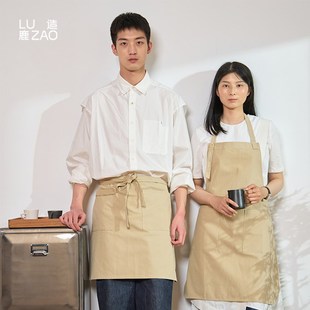 鹿造挂毛巾可移动拆卸畔半身围裙烘培餐厅花艺工作服轻薄定制logo