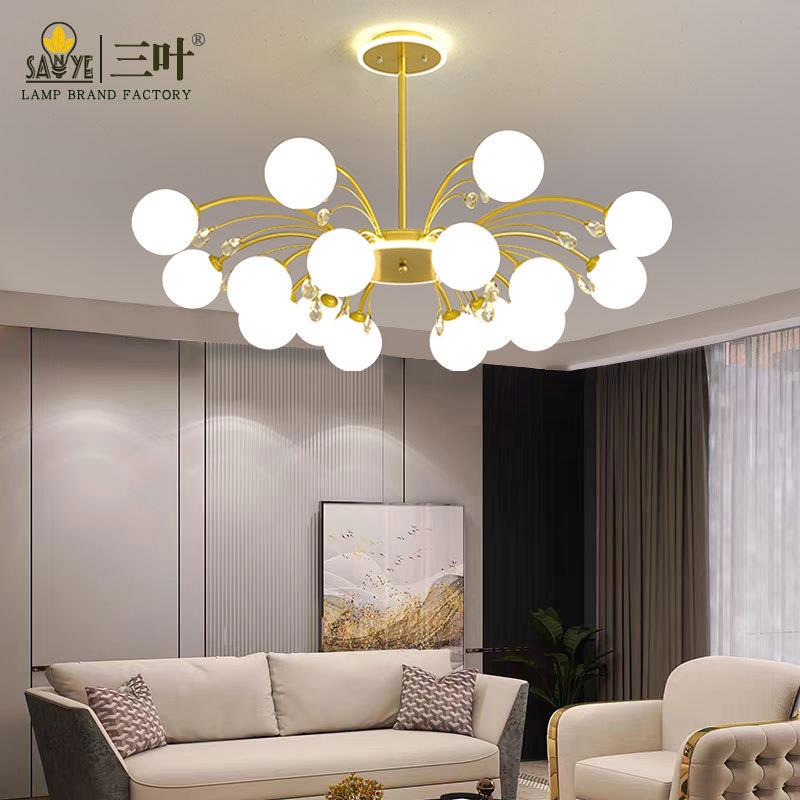 北欧吊灯大气家用客厅灯led全光谱现代书房卧室灯创意玻璃魔豆灯