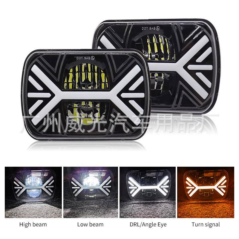 led牧马人大灯方灯5×7寸卡车越野车方形前照灯改装led车灯