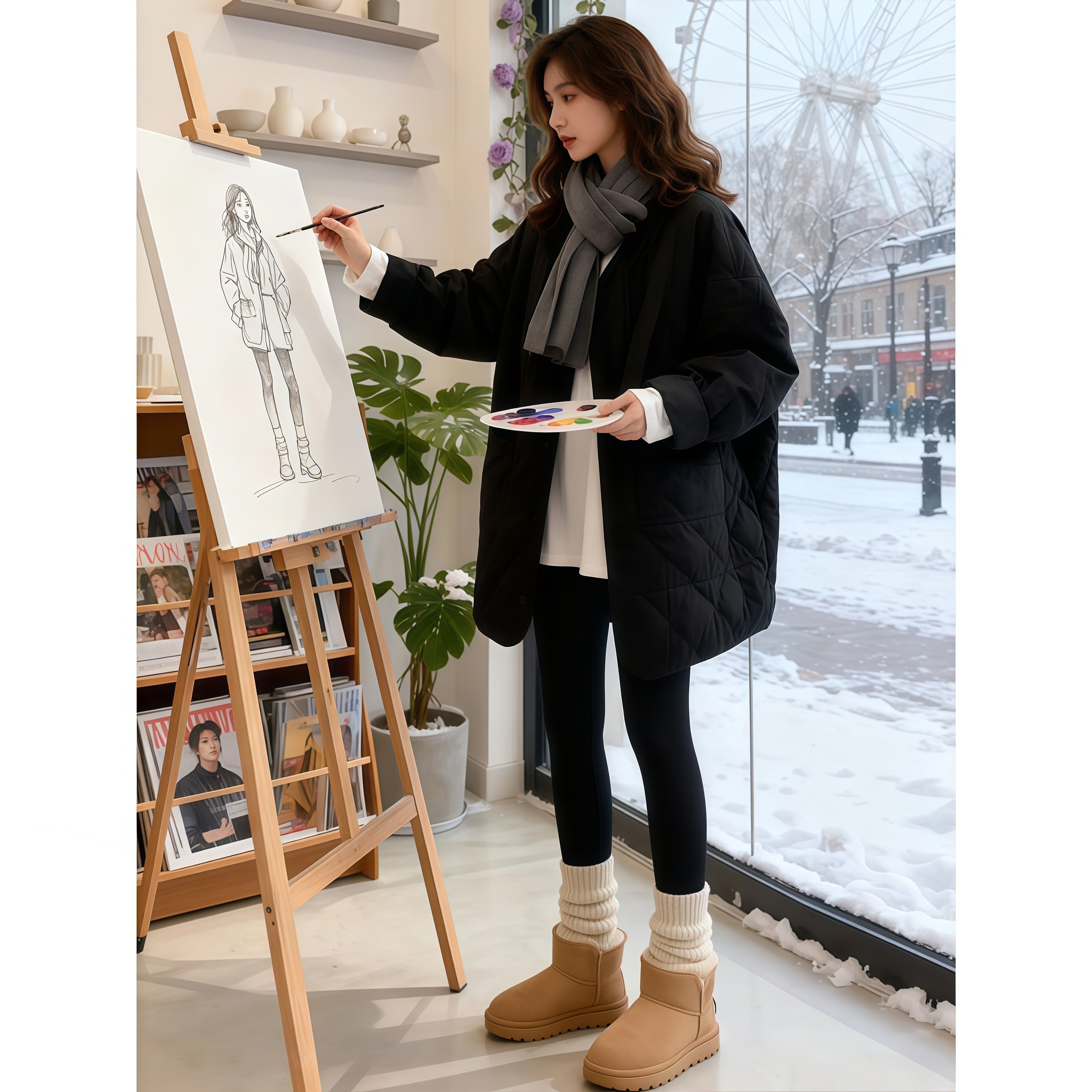 巨好看的中长款菱形羽绒棉服女款2025冬装新款小个子面包服厚外套