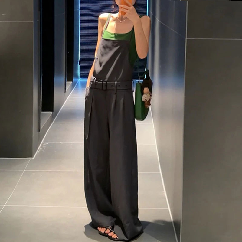 美式复古时尚百搭高级感连体裤极简风松弛叠穿西装女背带裤